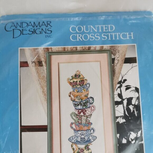 Teacup Stack Counted Cross Stitch Kit 50804 Candamar Designs NEW Sealed - Picture 2 of 5